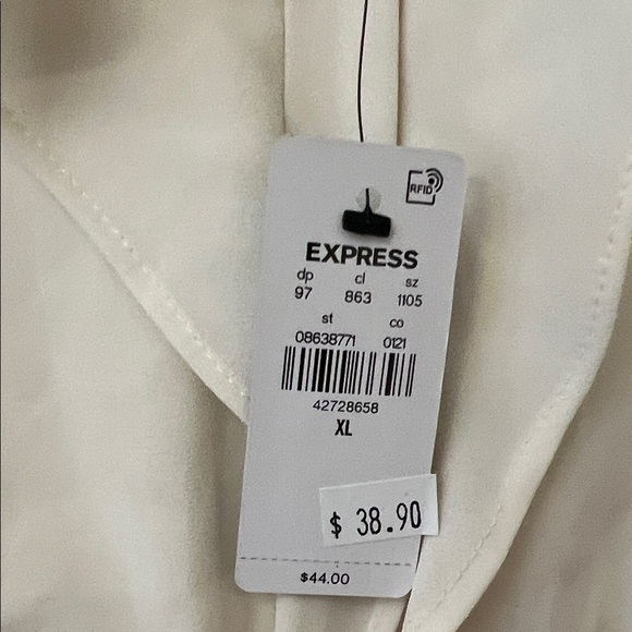 Express Cream Ruffle Button-Down Blouse - Picture 2 of 3